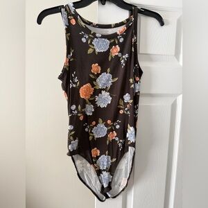 American Eagle High Neck Black Floral Bodysuit. Size Small.